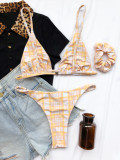 Check Print Bikini Reversible Triangle Swimsuit LG76590