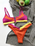 Pit strip swimsuit cross-border bikini stitching contrast swimsuit LG76620