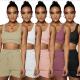 Womens solid color double-layer vest sports suit HR8163