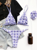Check Print Bikini Reversible Triangle Swimsuit LG76590