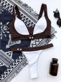New button bikini solid color swimwear LG76579