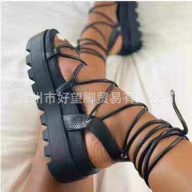 Womens shoes Roman style sponge cake sole foot ring straps increase platform sandals HWJ404