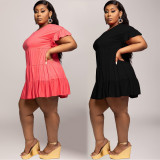Fat woman plus size stitching fashion casual simple dress SQ947