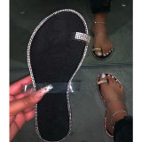 Large size Womens flip-flops rhinestone snakeskin one-step sandals and slippers women HWJ409