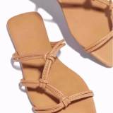 Slippers cross-sling flannel upper flip flops women low-heel lazy shoes HWJ403