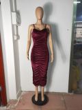 Womens solid color ruffle sexy dress cute R6409
