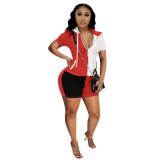 Color matching leisure sports two-piece short suit LM1082