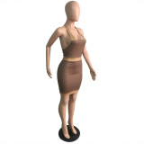 Sexy mid-waist, mid-skirt, slim fit, buttocks bottoming, sling dress TC061