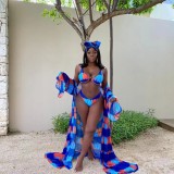 Sexy spring and summer digital printing split swimsuit three-piece suit D8428
