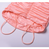 Fashion pleated suspender long skirt dress summer girl SUM283