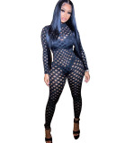 Womens nightclub sexy eye net jumpsuit stretch tights QZ4323