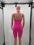 Womens deep V tight-fitting casual suspender solid color jumpsuit HHM6507