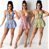 Personalized plaid two-piece pleated skirt HHM6502