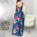 Fashion summer plus size loose sleeveless V-neck dress SMR9950