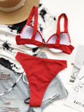 New hard cup bikini waist solid color swimwear LG76606