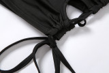 Nightclub fashion sexy suspender hollow drawstring tight dress K21D00868