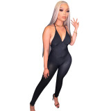 Sexy pit strip fashion slim solid color Womens jumpsuit FA7181