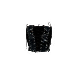 Womens suWomener new sexy hollow straps irregular PU leather wrapped chest GLS8071