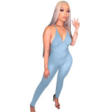 Sexy pit strip fashion slim solid color Womens jumpsuit FA7181