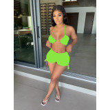 Pure color halter sexy shorts suit nightclub two-piece suit DD8094