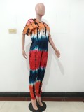 Casual color matching positioning printing loose large size jumpsuit JP1033