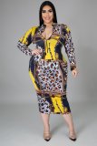 Fat lady Womens dress, two ways to wear printed dress before and after SJ5280