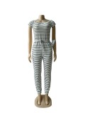 Womens Fashion Striped Home Comfortable Jumpsuit W2125