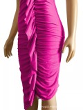 Womens Fashion Folded Irregular Sexy Dress with Burnt Flowers W2317