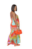 Summer new style sling tie-dye printing casual loose long skirt women CM2118