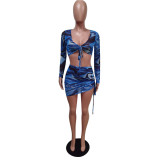 Mesh printed slim sexy beachwear sports breathable two-piece suit F8348