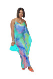 Summer new style sling tie-dye printing casual loose long skirt women CM2118