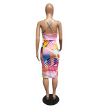 Spring and summer new print plus size Womens sexy dress H1638