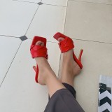 Lingge stiletto drag fashion square head Roman style catwalk foreign trade Womens sandals half SJF612188929272