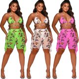 Sexy Womens Digital Printed Swimsuit Mesh Two-Piece Set (Include Panties) ORY5188