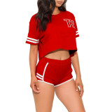 Striped digital embroidery shorts Womens suit YYU6550