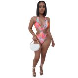 Womens fashion sexy tie-dye one-piece swimsuit YZL836