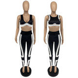 Womens clothing printed sexy front and back wear casual sports two-piece suit AT5120