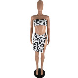 Fashion Sexy Cow Striped Print Bikini Three-piece Set with Chest Pad YZL841