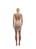 Womens dress with sling straps and hip print SSD2102106