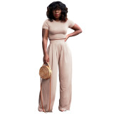 Womens summer wide leg pants T-shirt fashion casual two-piece suit RM8925