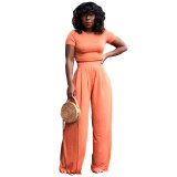 Womens summer wide leg pants T-shirt fashion casual two-piece suit RM8925