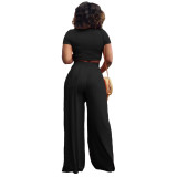 Womens summer wide leg pants T-shirt fashion casual two-piece suit RM8925