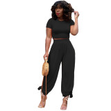 Womens summer wide leg pants T-shirt fashion casual two-piece suit RM8925