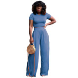 Womens summer wide leg pants T-shirt fashion casual two-piece suit RM8925