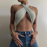 Navel halter bottoming and chest wrap Womens vest T0C4177W