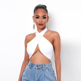 Navel halter bottoming and chest wrap Womens vest T0C4177W