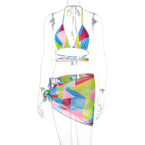 Three-piece Tether Printed Swimsuit S134745G