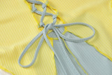 Lace-up hollow wrap chest contrast stitching jumpsuit P134735W