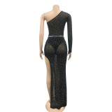 Dress mesh see-through irregular long skirt X5028