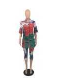 Fashion printed summer shirt loose casual two-piece suit HY8063